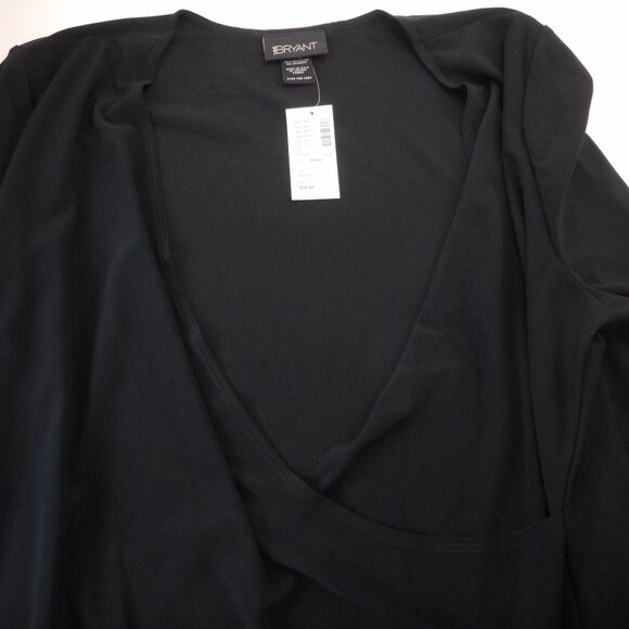 NWT Lane Bryant Womens Size 14/16 Black Top Surplice Deep V-neck 3/4 Sleeve - Picture 10 of 11